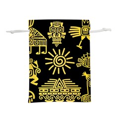 Maya Style Gold Linear Totem Icons Lightweight Drawstring Pouch (L) from ArtsNow.com Back