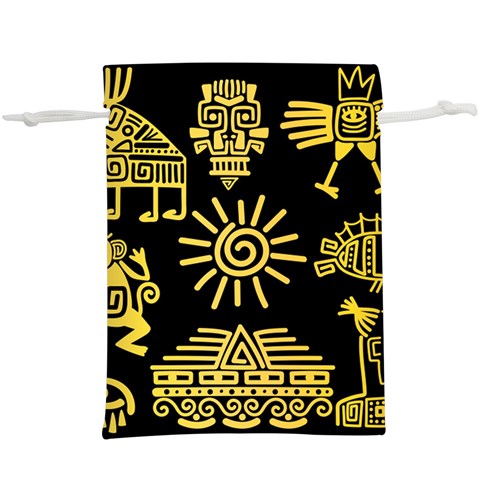 Maya Style Gold Linear Totem Icons Lightweight Drawstring Pouch (XL) from ArtsNow.com Front