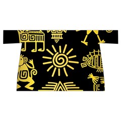 Maya Style Gold Linear Totem Icons Wristlet Pouch Bag (Small) from ArtsNow.com Back