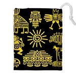 Maya Style Gold Linear Totem Icons Drawstring Pouch (4XL)