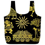 Maya Style Gold Linear Totem Icons Full Print Recycle Bag (XXXL)