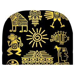 Maya Style Gold Linear Totem Icons Make Up Case (Medium) from ArtsNow.com Front