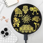 Maya Style Gold Linear Totem Icons Wireless Fast Charger(Black)