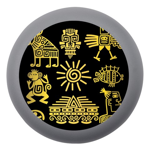 Maya Style Gold Linear Totem Icons Dento Box with Mirror from ArtsNow.com Front