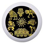 Maya Style Gold Linear Totem Icons Dento Box with Mirror