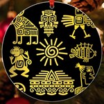 Maya Style Gold Linear Totem Icons UV Print Acrylic Ornament Round