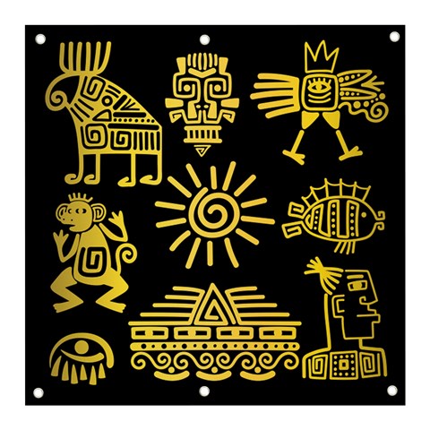 Maya Style Gold Linear Totem Icons Banner and Sign 3  x 3  from ArtsNow.com Front