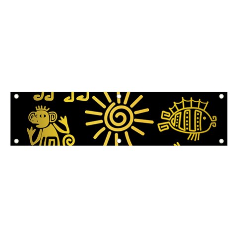 Maya Style Gold Linear Totem Icons Banner and Sign 4  x 1  from ArtsNow.com Front