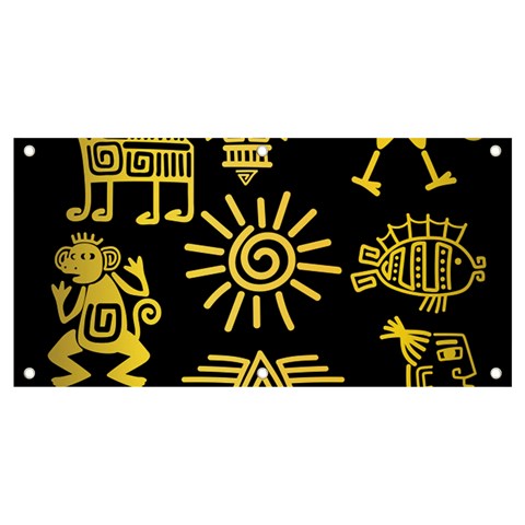 Maya Style Gold Linear Totem Icons Banner and Sign 4  x 2  from ArtsNow.com Front