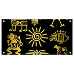Maya Style Gold Linear Totem Icons Banner and Sign 4  x 2 
