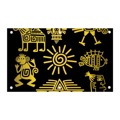 Maya Style Gold Linear Totem Icons Banner and Sign 5  x 3  from ArtsNow.com Front
