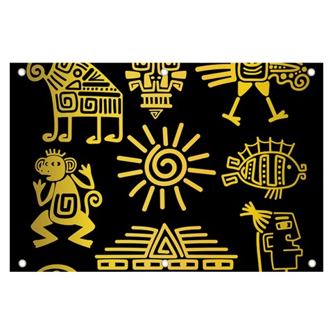 Maya Style Gold Linear Totem Icons Banner and Sign 6  x 4  from ArtsNow.com Front