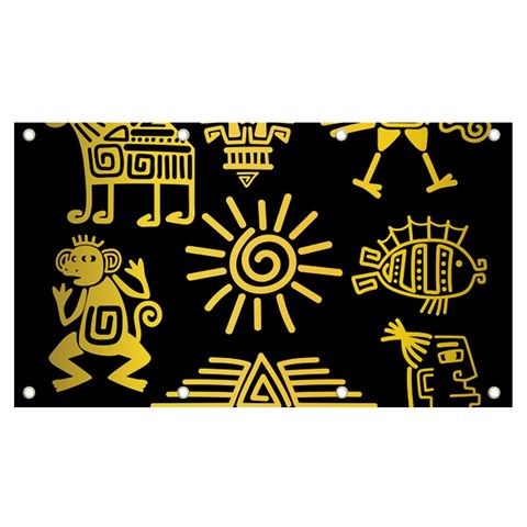Maya Style Gold Linear Totem Icons Banner and Sign 7  x 4  from ArtsNow.com Front
