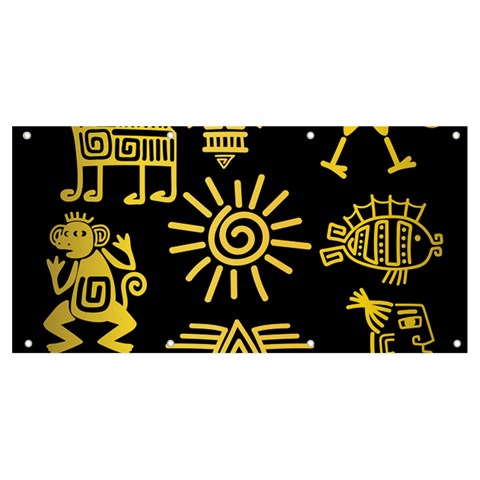Maya Style Gold Linear Totem Icons Banner and Sign 8  x 4  from ArtsNow.com Front
