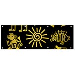 Maya Style Gold Linear Totem Icons Banner and Sign 9  x 3 