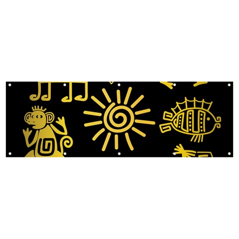 Maya Style Gold Linear Totem Icons Banner and Sign 12  x 4  from ArtsNow.com Front