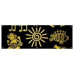 Maya Style Gold Linear Totem Icons Banner and Sign 12  x 4 