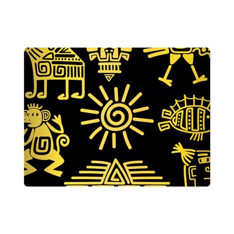 Maya Style Gold Linear Totem Icons Premium Plush Fleece Blanket (Mini) from ArtsNow.com 35 x27  Blanket Front