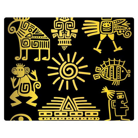 Maya Style Gold Linear Totem Icons Premium Plush Fleece Blanket (Medium) from ArtsNow.com 60 x50  Blanket Front