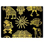 Maya Style Gold Linear Totem Icons Two Sides Premium Plush Fleece Blanket (Extra Small)