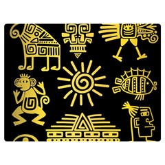 Maya Style Gold Linear Totem Icons Two Sides Premium Plush Fleece Blanket (Extra Small) from ArtsNow.com 40 x30  Blanket Back