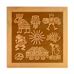 Maya Style Gold Linear Totem Icons Wood Photo Frame Cube