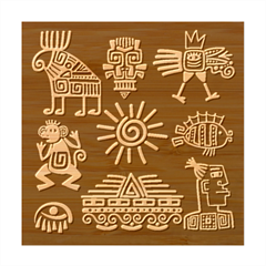 Maya Style Gold Linear Totem Icons Bamboo Coaster Set from ArtsNow.com Coaster 2