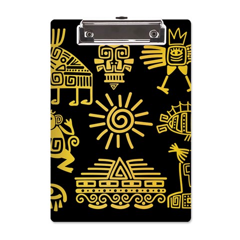 Maya Style Gold Linear Totem Icons A5 Acrylic Clipboard from ArtsNow.com Front