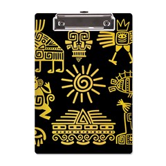 Maya Style Gold Linear Totem Icons A5 Acrylic Clipboard from ArtsNow.com Front