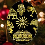 Maya Style Gold Linear Totem Icons UV Print Acrylic Ornament Oval