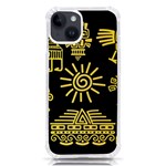 Maya Style Gold Linear Totem Icons iPhone 14 TPU UV Print Case
