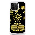 Maya Style Gold Linear Totem Icons iPhone 14 Pro Max TPU UV Print Case
