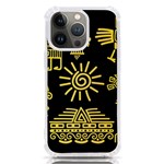 Maya Style Gold Linear Totem Icons iPhone 13 Pro TPU UV Print Case