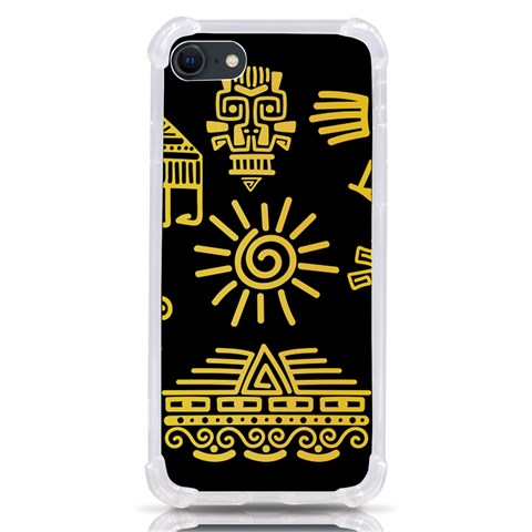 Maya Style Gold Linear Totem Icons iPhone SE from ArtsNow.com Front