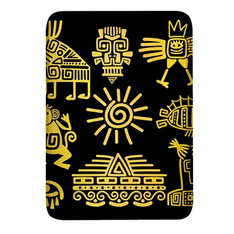Maya Style Gold Linear Totem Icons Rectangular Glass Fridge Magnet (4 pack) from ArtsNow.com Front