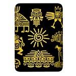 Maya Style Gold Linear Totem Icons Rectangular Glass Fridge Magnet (4 pack)