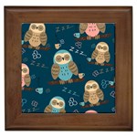 Seamless Pattern Owls Dreaming Framed Tile