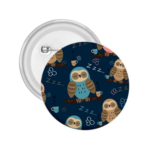 Seamless Pattern Owls Dreaming 2.25  Buttons from ArtsNow.com Front