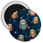 Seamless Pattern Owls Dreaming 3  Magnets