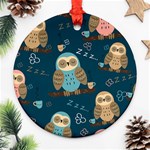 Seamless Pattern Owls Dreaming Ornament (Round)