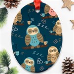 Seamless Pattern Owls Dreaming Ornament (Oval)