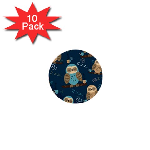 Seamless Pattern Owls Dreaming 1  Mini Buttons (10 pack)  from ArtsNow.com Front
