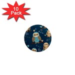 Seamless Pattern Owls Dreaming 1  Mini Magnet (10 pack) 