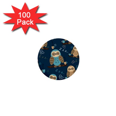 Seamless Pattern Owls Dreaming 1  Mini Buttons (100 pack)  from ArtsNow.com Front