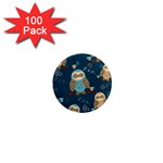 Seamless Pattern Owls Dreaming 1  Mini Magnets (100 pack) 