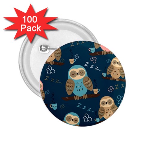 Seamless Pattern Owls Dreaming 2.25  Buttons (100 pack)  from ArtsNow.com Front