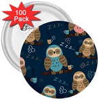 Seamless Pattern Owls Dreaming 3  Buttons (100 pack) 