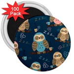 Seamless Pattern Owls Dreaming 3  Magnets (100 pack)
