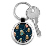 Seamless Pattern Owls Dreaming Key Chain (Round)
