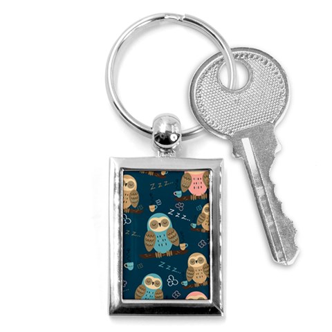 Seamless Pattern Owls Dreaming Key Chain (Rectangle) from ArtsNow.com Front